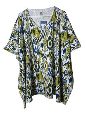 Cotton Lani ikat print oversized tunic tee womens OS NWT lagenlook